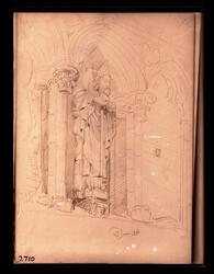 Tegning fra Nidarosdomen. St. Denis på vestfronten. Tegnet a