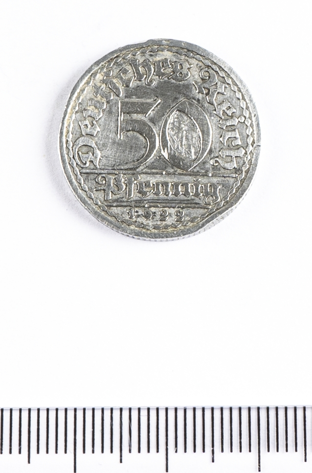 Tyskt nödmynt. 50 pf. Aluminium.