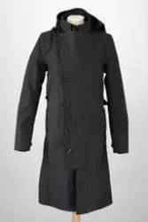 Grey Herringbone Hooded Coat w/Belt and Storm Flap [Regnfrak