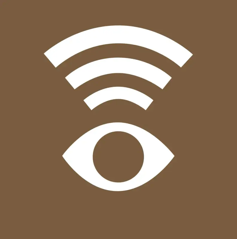 Vit symbol för syntolkning på brun bakgrund