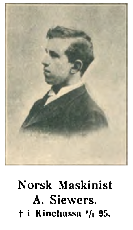 Norsk maskinist som tok tjeneste for et handelsselskap (SAB) i Fristaten Kongo fra 6. april 1894.