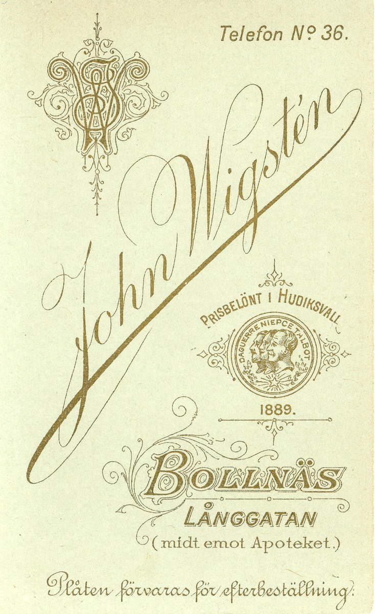 Mansporträtt. Text framsida kort: "Till min käre far på hans 60-årsdag från Karl".