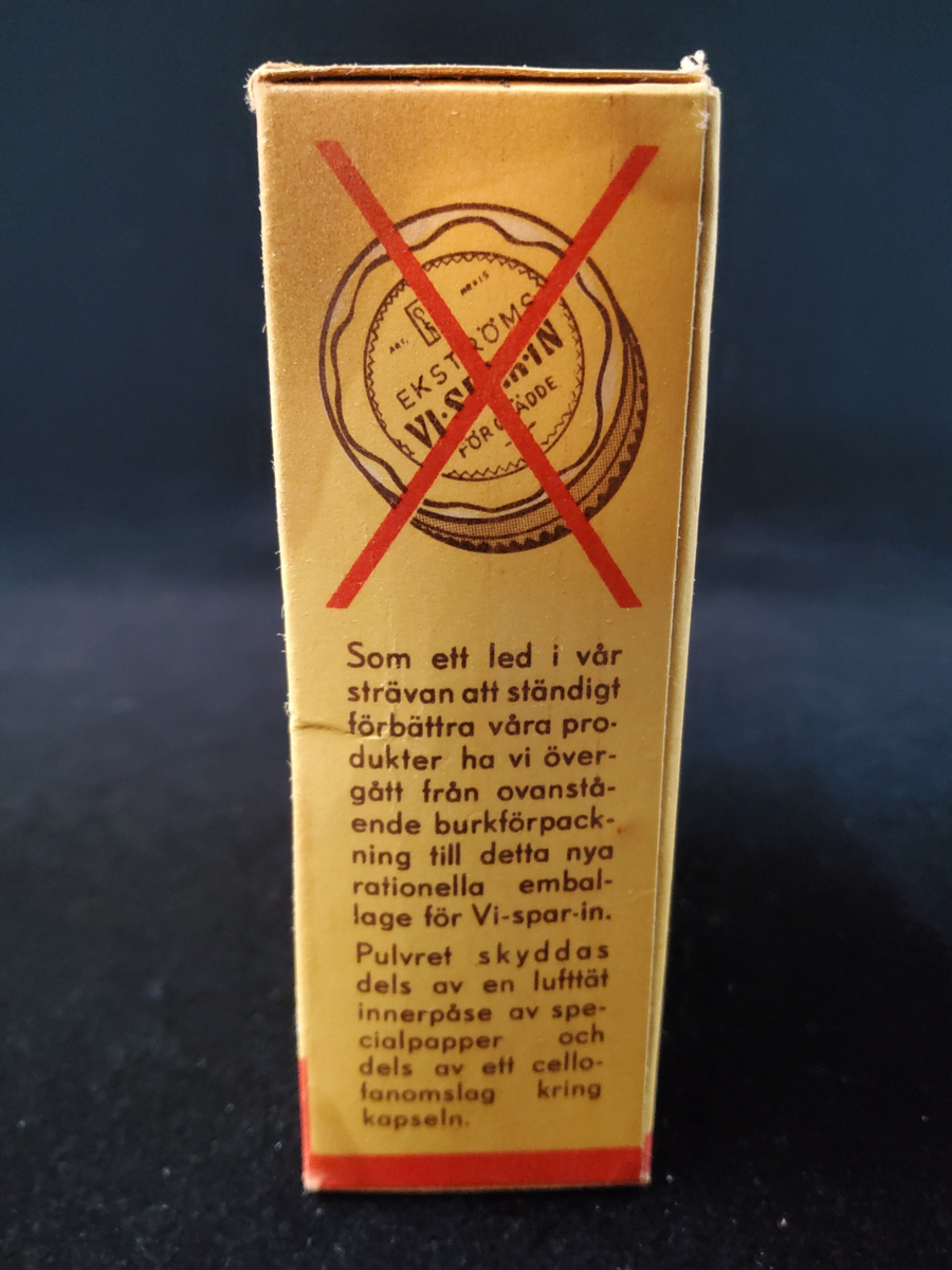 Förpackning, Vi-spar-in för grädde, Ekströms, tom.