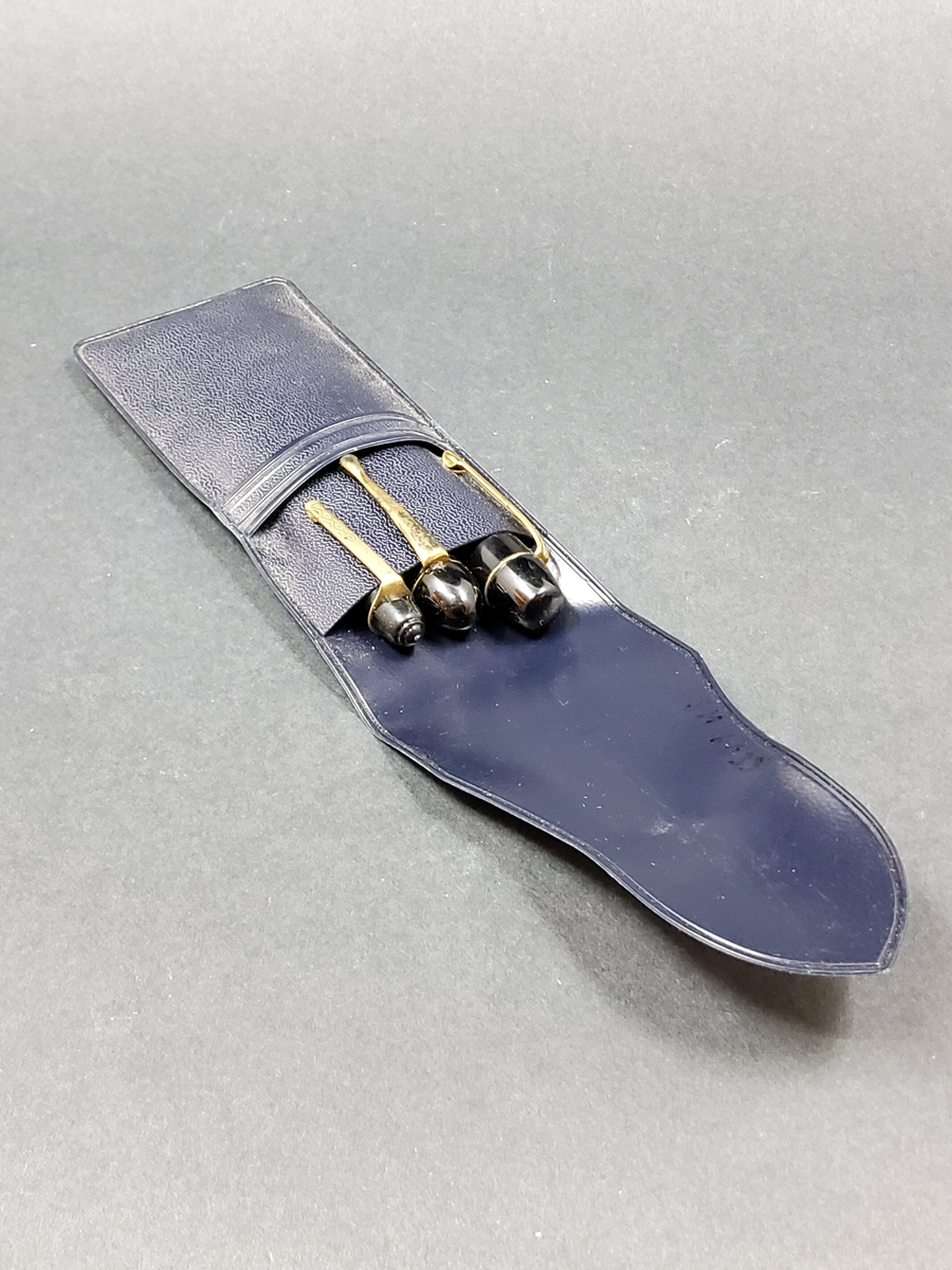 Pennfodral i plast med två bläckpennor.