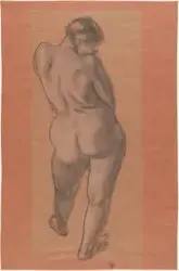 Ryggvendt kvinneakt [Tegning]