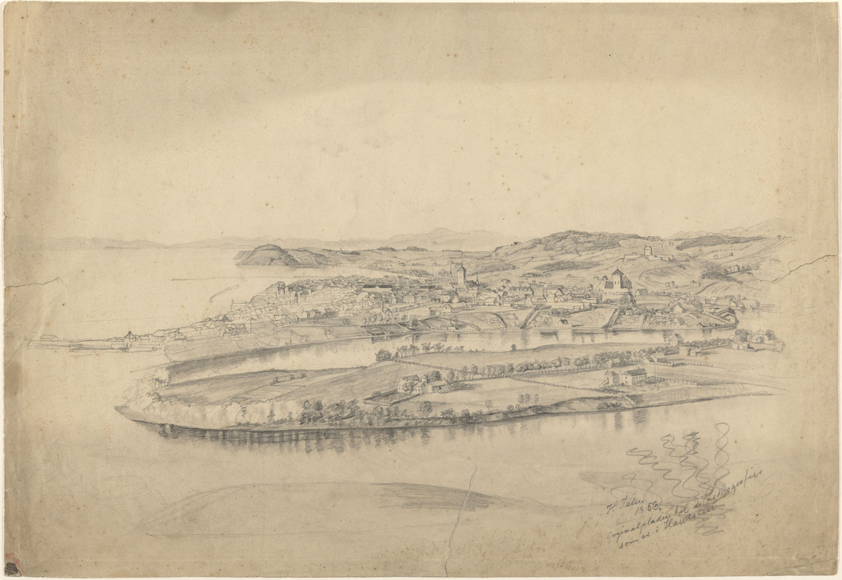 Utsikt over Trondheim [Tegning]