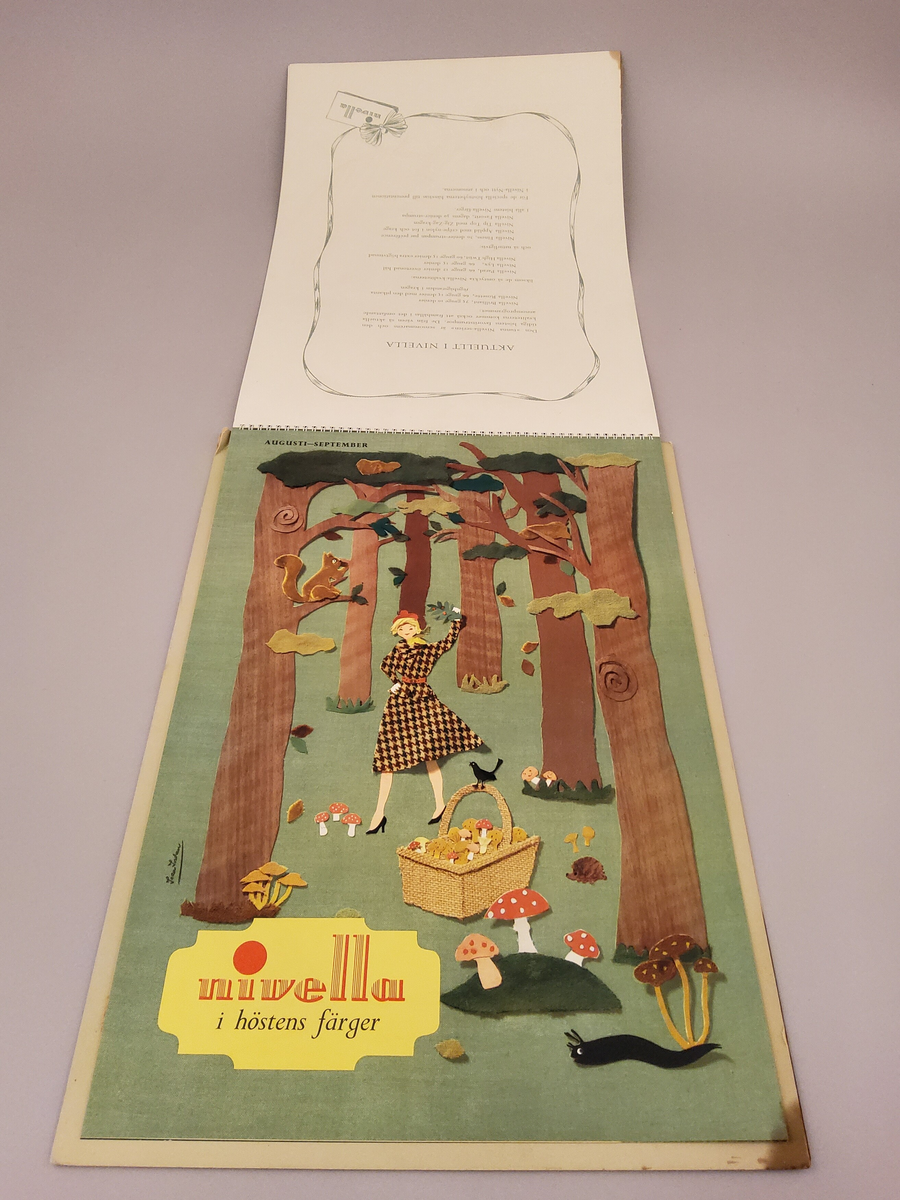 Reklam, almanack-tavla för reklam av Nivella barnstrumpor.