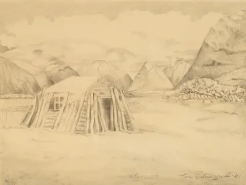 Kåta i Lappland [teckning]