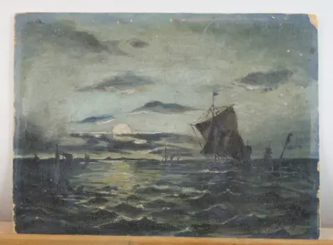 Hav med båtar [Oljemålning]