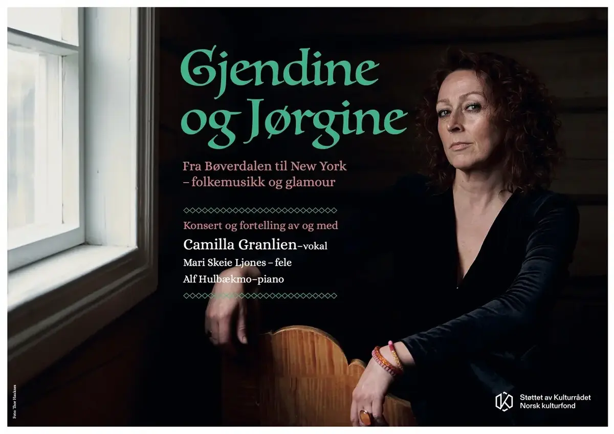 Plakaten viser til en fortellerkonsert med Camilla Granlien, Mari Skeie Ljones og Alf Hulbækmo