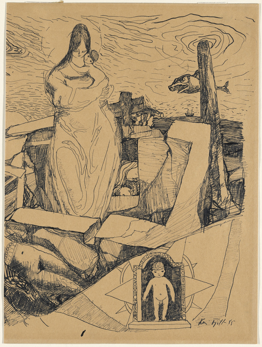 Mor og barn [Tegning]