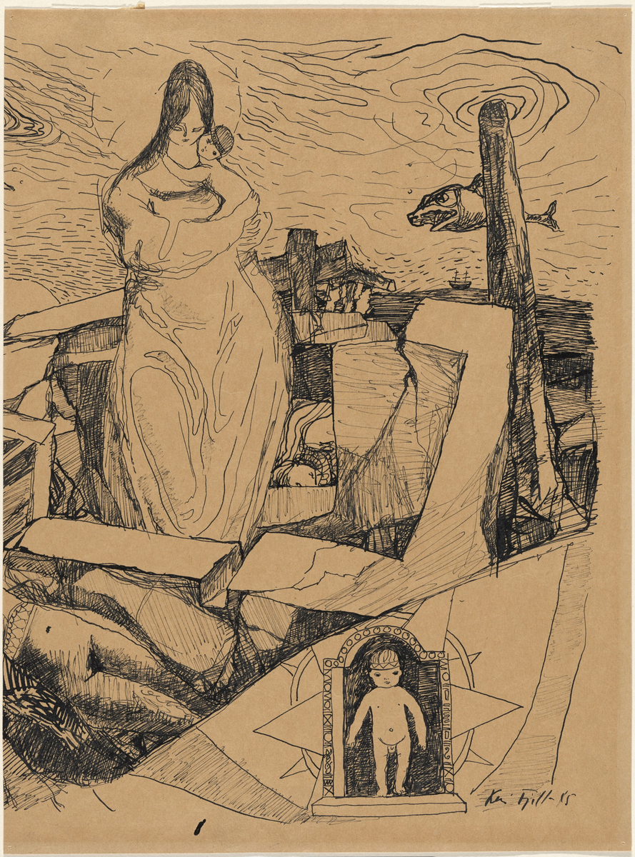 Mor og barn [Tegning]