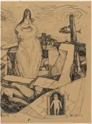 Mor og barn [Tegning]