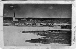 Hamar, med kirken til venstre og Seminariet i senter av bild