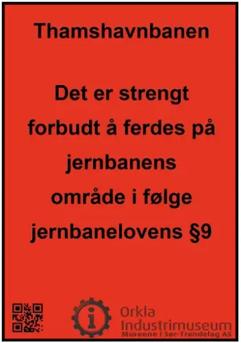 Plakat som viser til Jernbaneloven §9