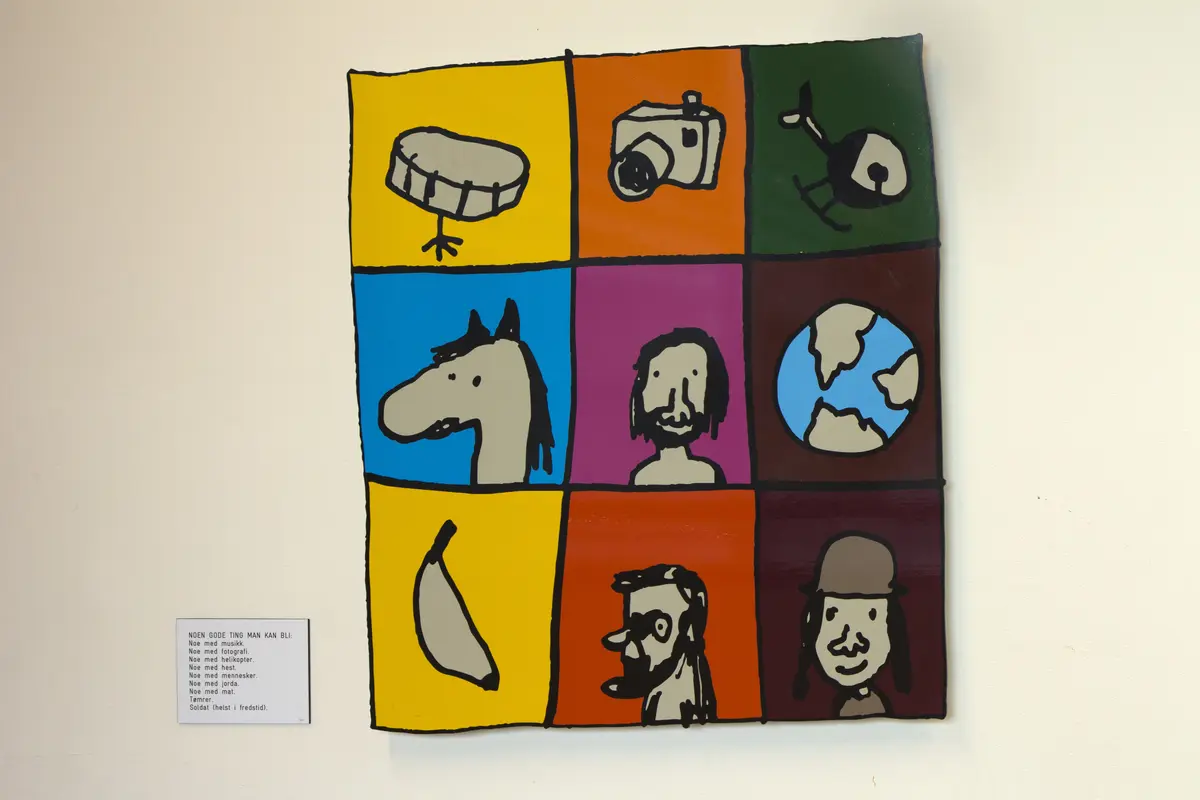 Plansje med ni tegninger, en slags oversikt over ting man kan bli.