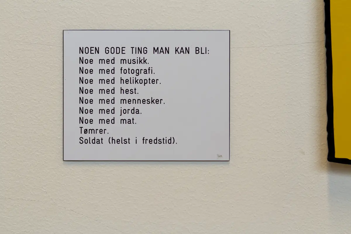 Plansje med ni tegninger, en slags oversikt over ting man kan bli.