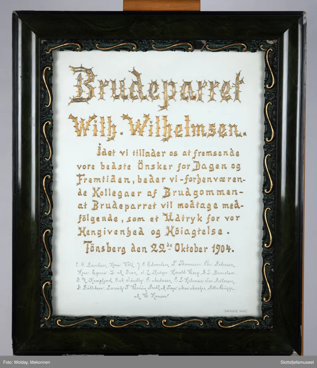 Tekst i gull, Brudeparet Wilh. Wilhelmsen