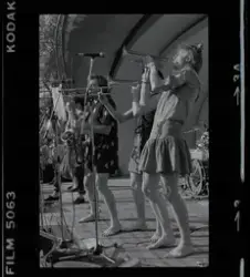 Bandet "Herr marmelad och hans skorpor" uppträder på en scen