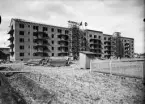Flerfamiljshus under uppförande, byggmästare Anders Diös, kvarteret Grim, Luthagen, Uppsala 1935