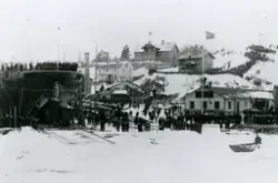 Pansarskeppet THULE på stapelbädden inför sjösättning vid Fi