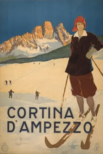 Plakat for vinterferie i Cortina d'Ampezzo i 1920.