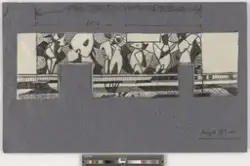 Skisse til dekorasjon i sandblåst betong [Tegning]