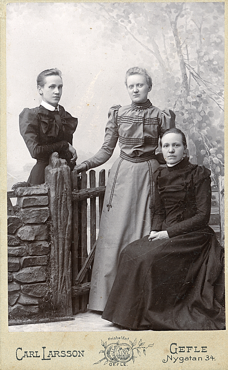 Porträtt av tre kvinnor.