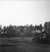 Idrottstävlingar på Värendsvallen, 1944.
Målgång i löpning för herrar. Gunder Hägg i täten och vinner.