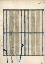 Färgskiss, vävnota och vävprov till gardin