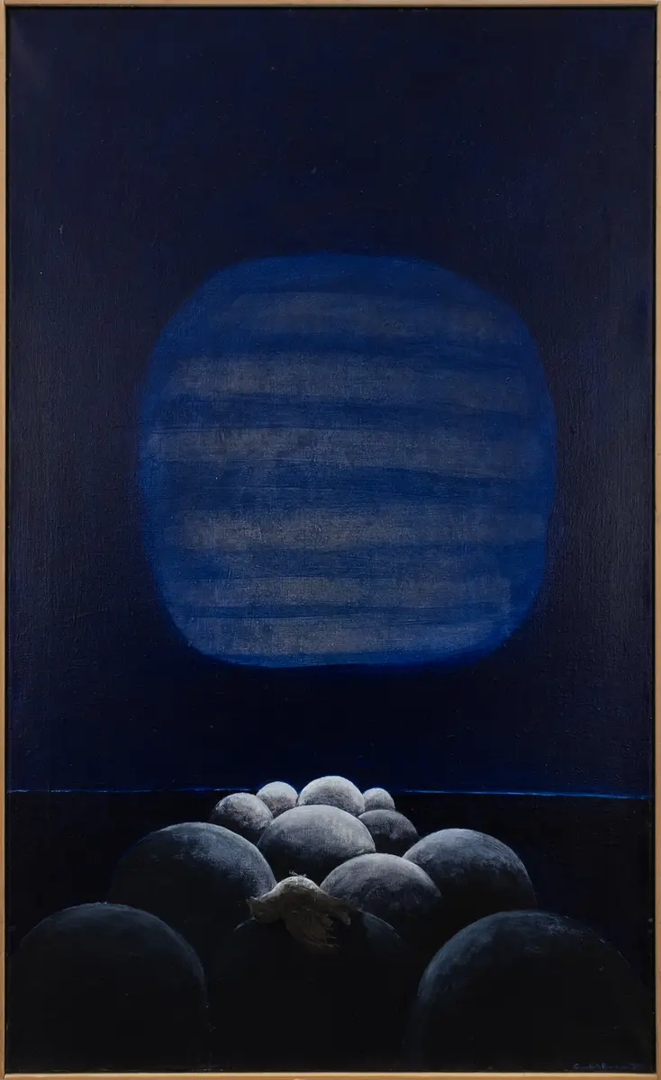 Fugl blå [Akrylmaleri]