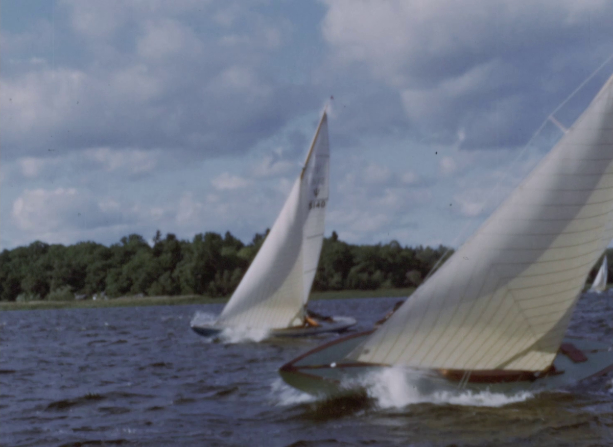 Färgfilm ur Uppsala Segelsällskaps (USS) arkiv från segling 1950 och höstregattan 1955. Den första delen av filmen har en röd färgton på grund av dess ålder.


Korta klipp i början visar snöfall respektive USS flagga vajandes i vinden. Det senare klippet är uppochnervänt och spelas baklänges.


Neptunkryssare och skärgårdskrysare seglar och rundar märken på Mälaren. Sightseeingbåten SKOKLOSTER passerar i bild med en ruskprick på taket.
 

Vid USS varv i Flottsund sjösätts två Neptunkryssare med lyftkran i Fyrisåns mynning. De seglar tillsammans med segelkanoter ute på Mälaren, där de rundar en ruskprick. När man lagt till vid bryggan umgås man vid båtarna. En man bär en skärmmössa med Gefle Segel Sällskaps (GSS) emblem. Resten av filmen visar ytterligare segling med mälar 30, neptunkryssare och segelkanoter samt samkväm på sjön. Man möter också en ångbåt.