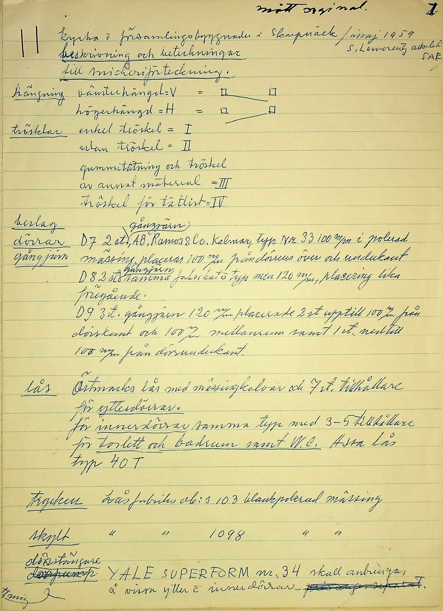 Snickeriförteckning
Markuskyrkan