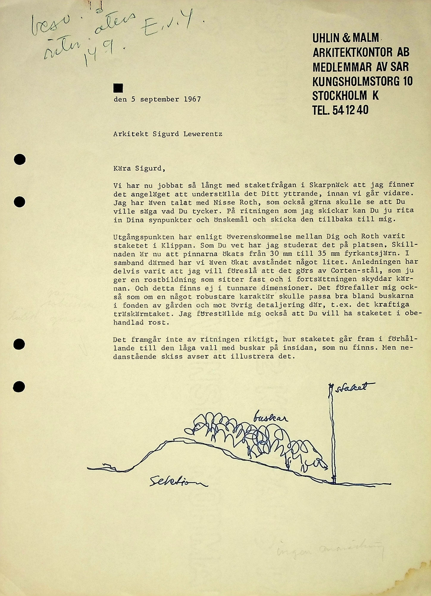 Markuskyrkan
Korrespondens, anteckningar, tygprover