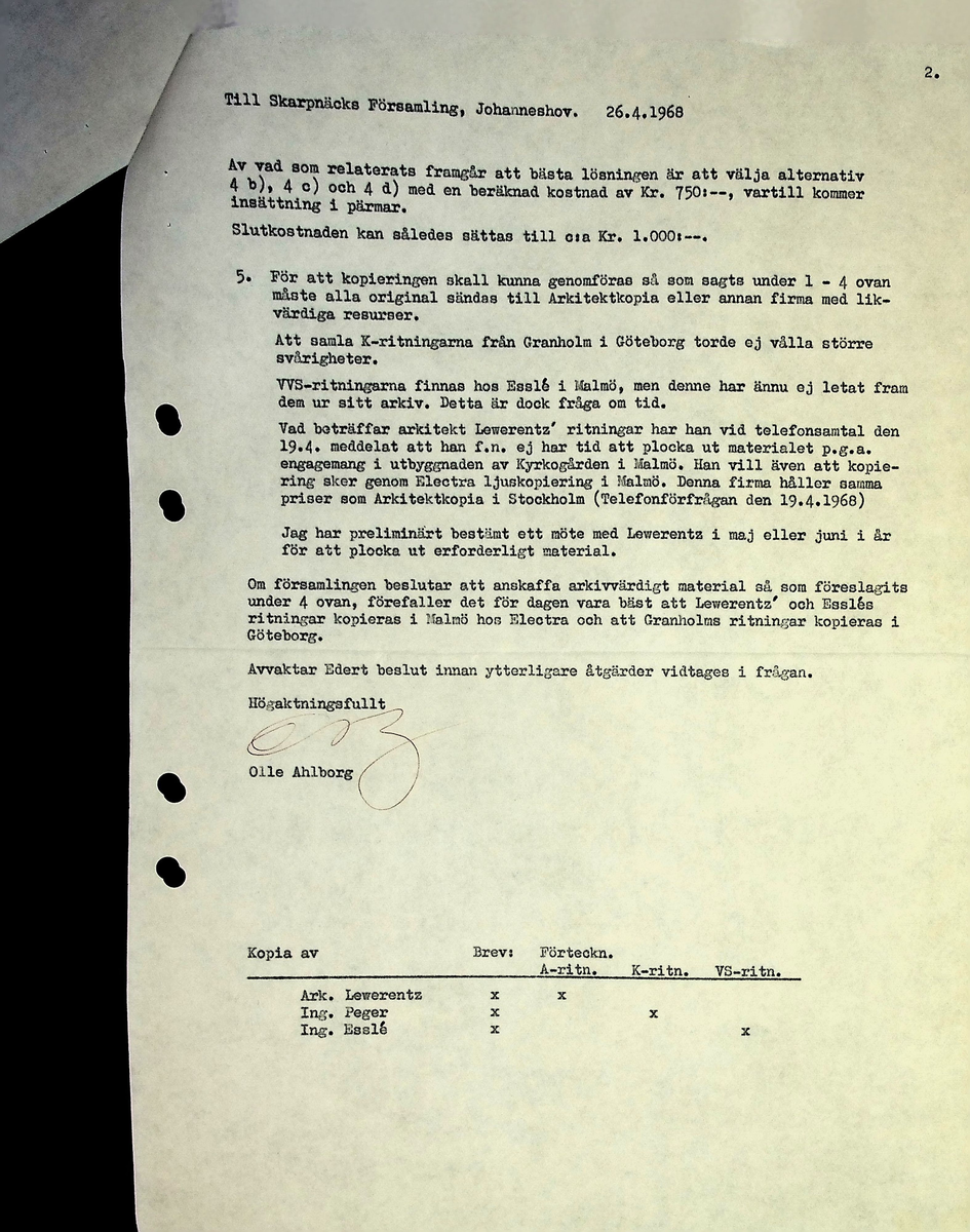 Markuskyrkan
Korrespondens, anteckningar, tygprover