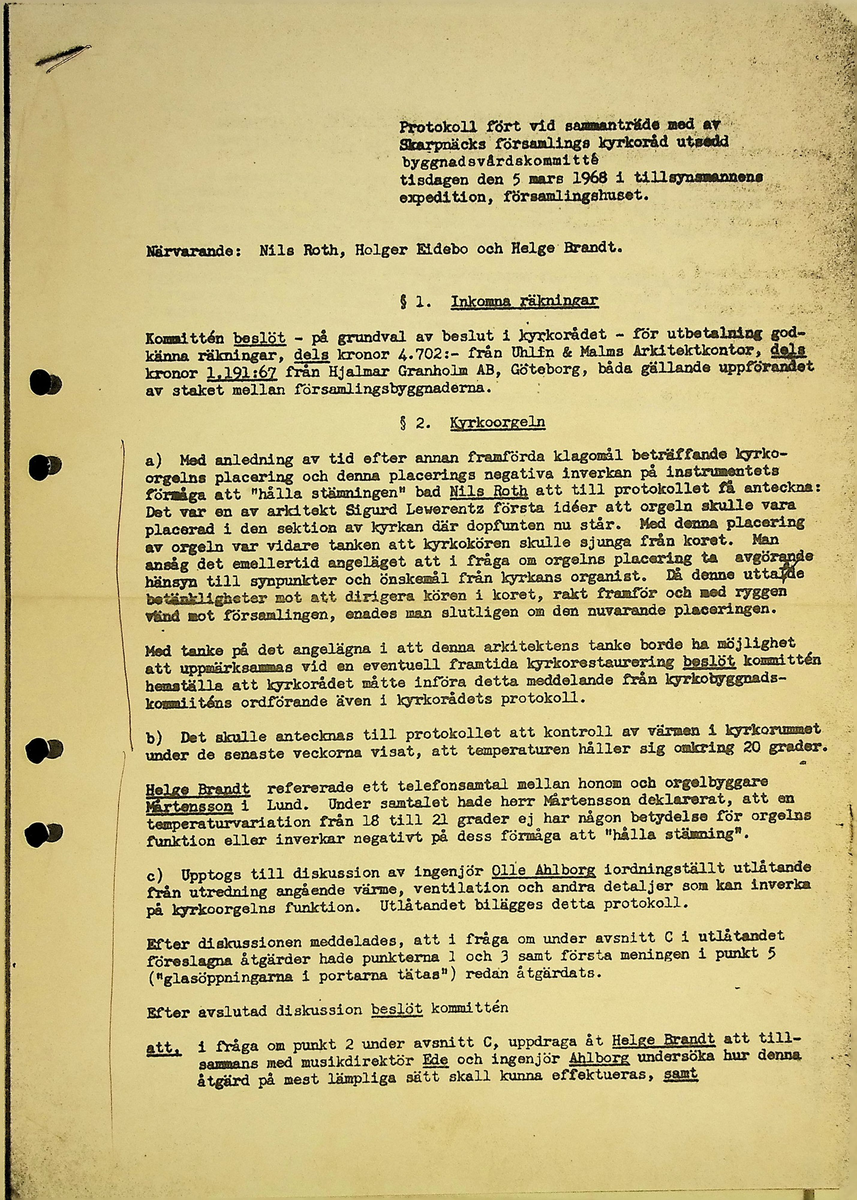 Markuskyrkan
Korrespondens, anteckningar, tygprover