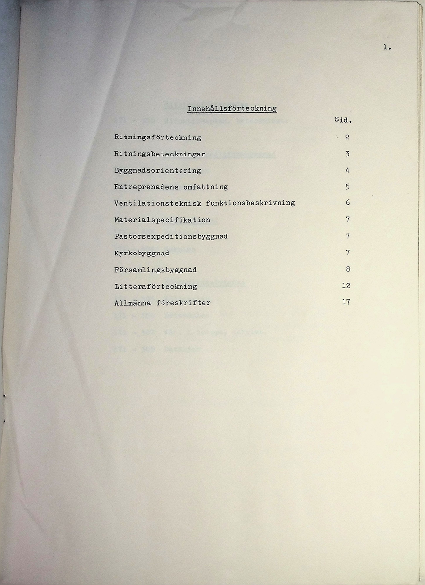 Materialförteckning och beskrivning över ventilationsteknisk anläggning inom kyrkan
Markuskyrkan