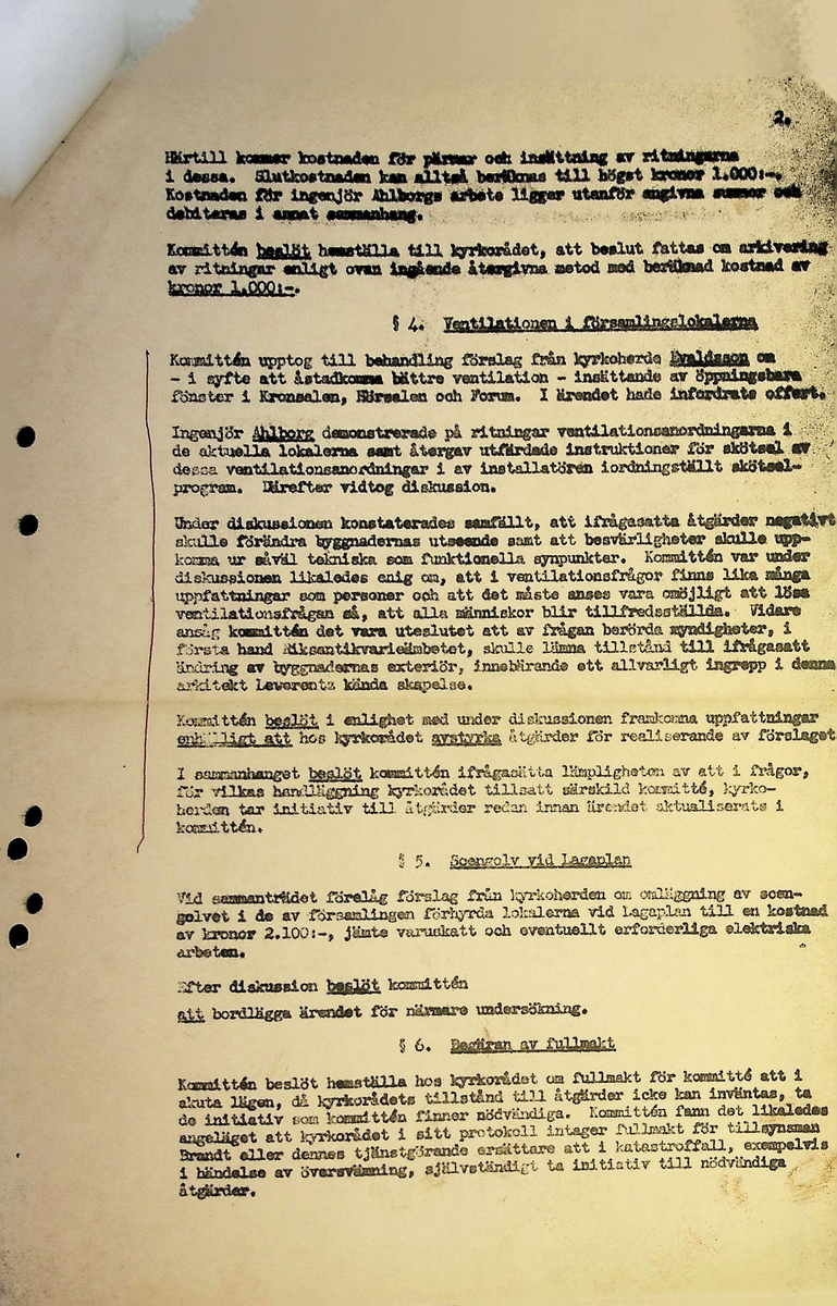 Markuskyrkan
Korrespondens, anteckningar, tygprover