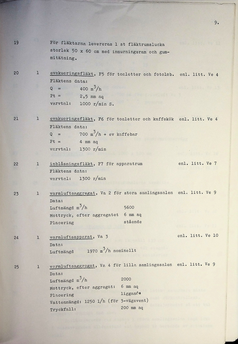 Materialförteckning och beskrivning över ventilationsteknisk anläggning inom kyrkan
Markuskyrkan