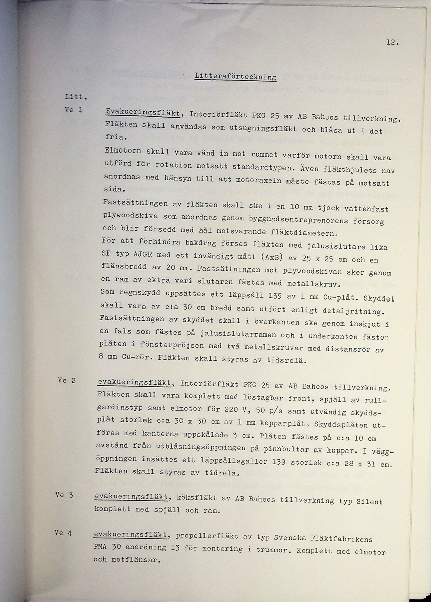 Materialförteckning och beskrivning över ventilationsteknisk anläggning inom kyrkan
Markuskyrkan