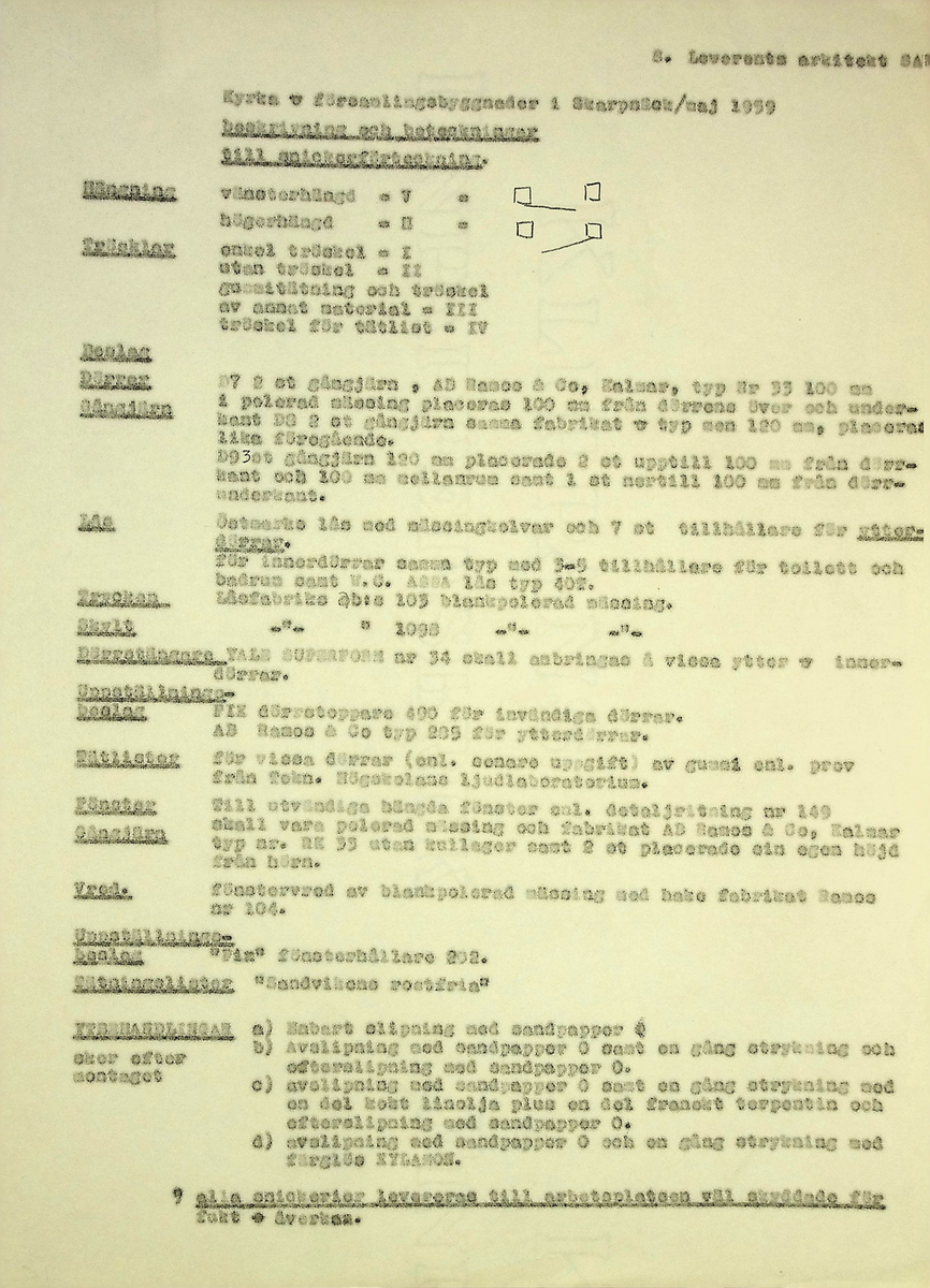 Snickeriförteckning
Markuskyrkan