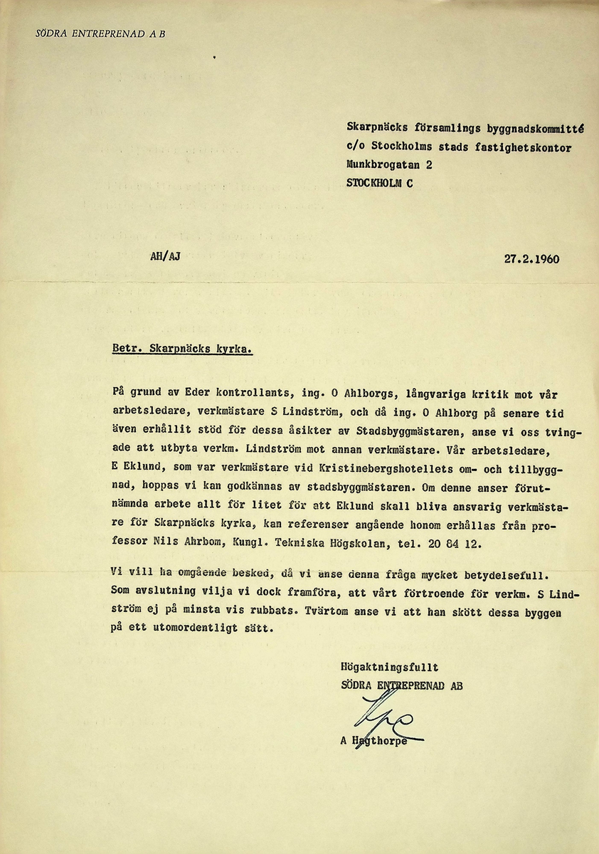 Korrespondens
Markuskyrkan