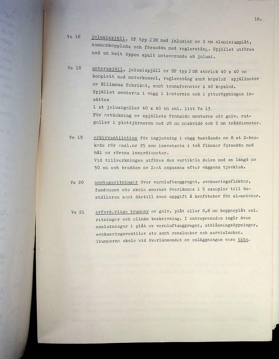 Materialförteckning och beskrivning över ventilationsteknisk anläggning inom kyrkan
Markuskyrkan