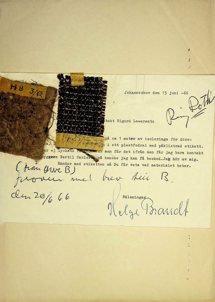 Markuskyrkan
Korrespondens, anteckningar, tygprover