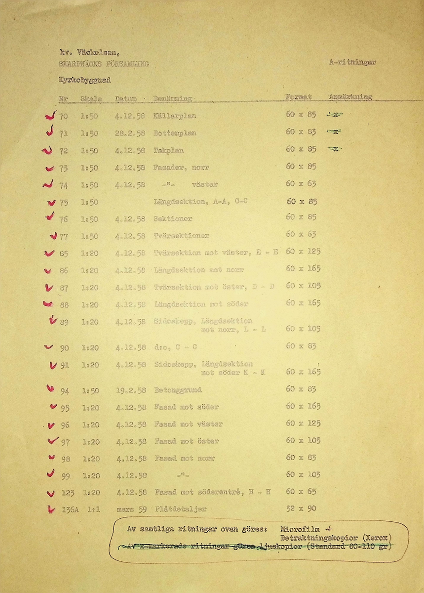 Markuskyrkan
Korrespondens, anteckningar, tygprover