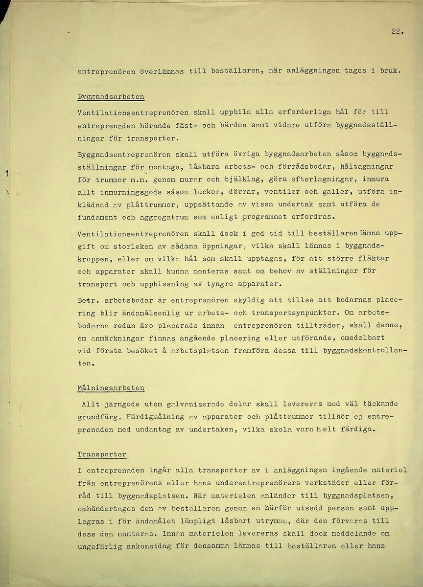 Materialförteckning och beskrivning över ventilationsteknisk anläggning inom kyrkan
Markuskyrkan