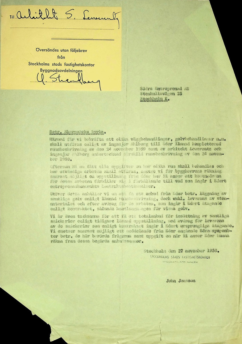 Korrespondens
Markuskyrkan