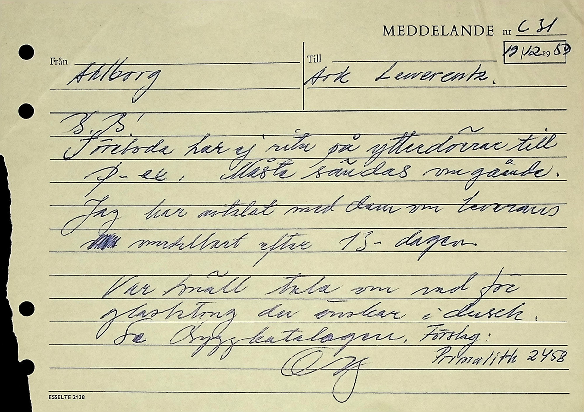 Korrespondens
Markuskyrkan