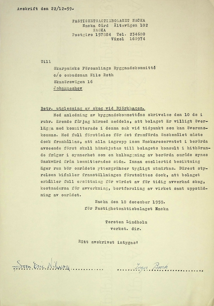 Korrespondens
Markuskyrkan