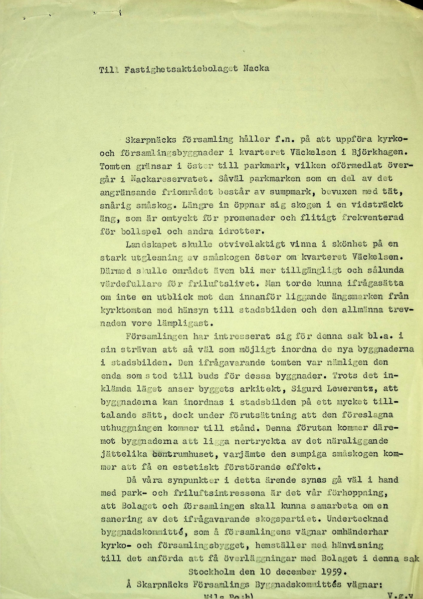 Korrespondens
Markuskyrkan